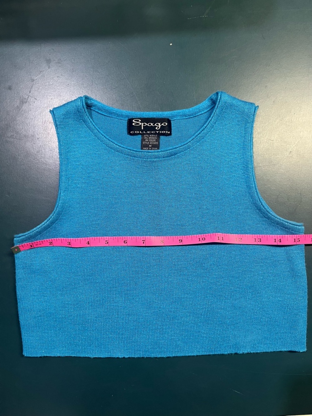 Spago Collection Blue Acrylic Knit Crop Tank (196) - Picture 6 of 7